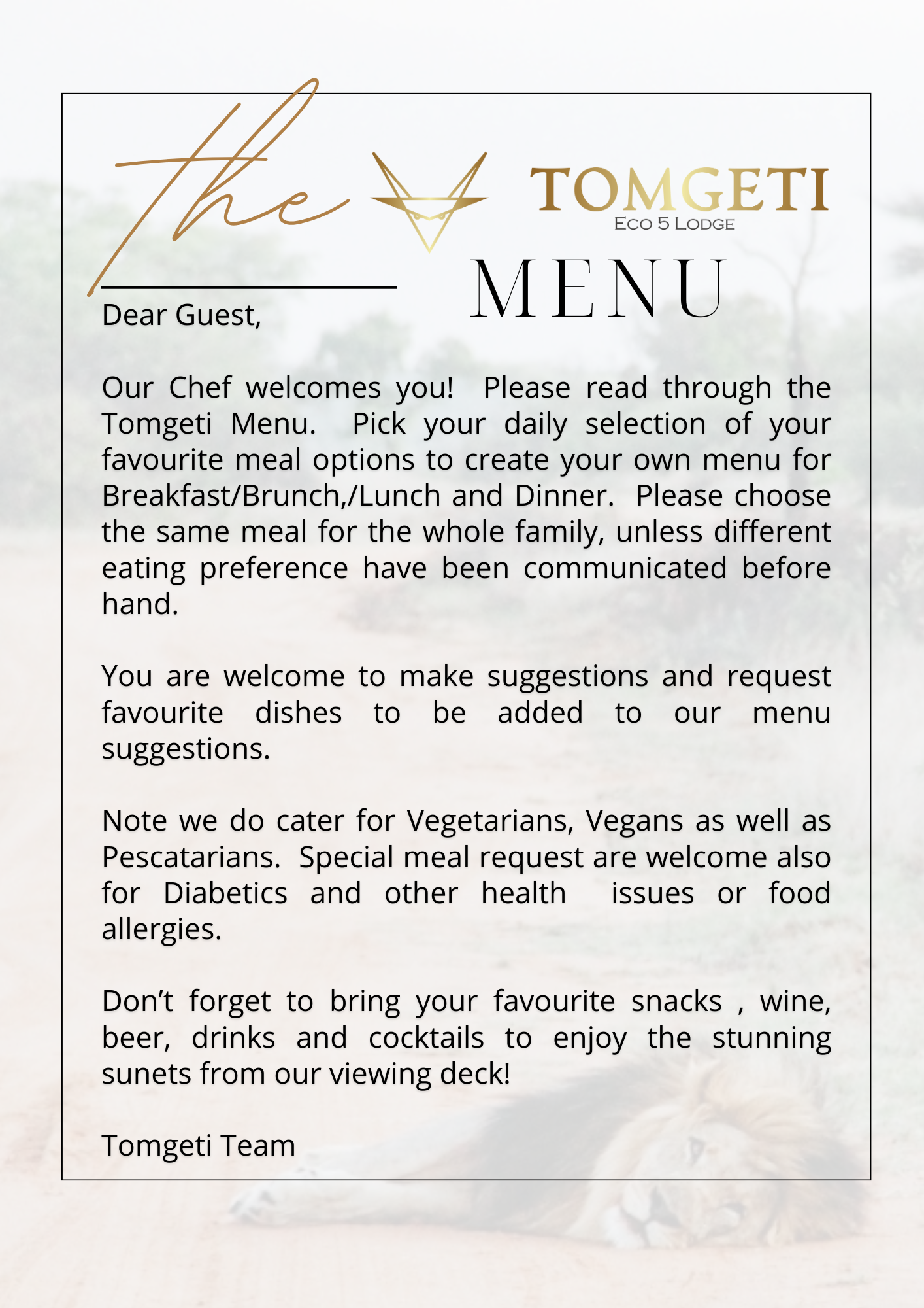 Welcome Letter